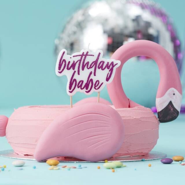 Happy Birthday Babe Candles, Party, Girls, Pink Glitter, Party Decorations, Cake Topper, Baby, Candle, Tropical, Gift - image 1
