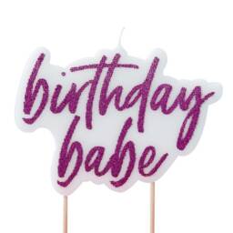Happy Birthday Babe Candles, Party, Girls, Pink Glitter, Party Decorations, Cake Topper, Baby, Candle, Tropical, Gift - thumbnail 2