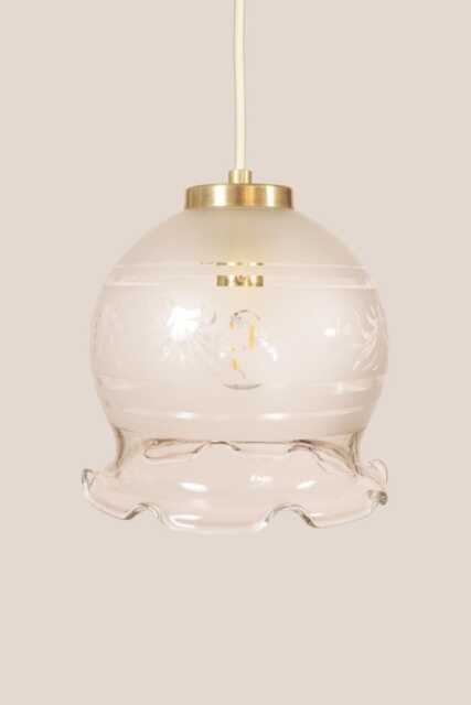 Anu??ka Vintage Pendant Light Mcm Hanging Ribbed Glass Lamp Retro Ceiling Fixture Yugoslavia Gold Brass - image 1