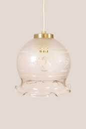 Anu??ka Vintage Pendant Light Mcm Hanging Ribbed Glass Lamp Retro Ceiling Fixture Yugoslavia Gold Brass