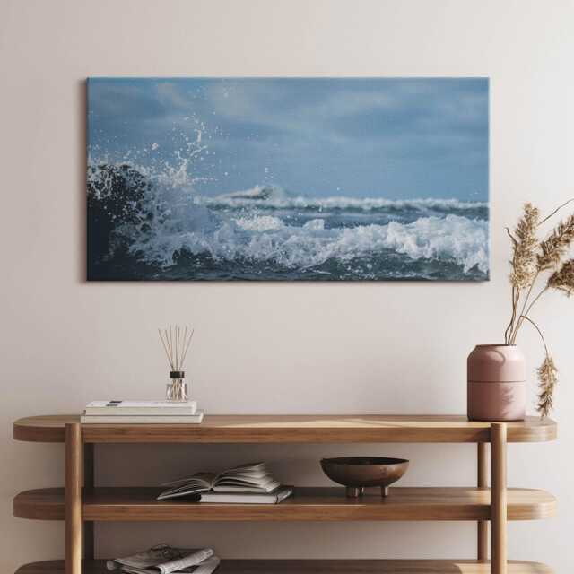 Sea Wave Photography Canvas, Wall Art Picture, Blue Decoration, Travel Canvas - image 1