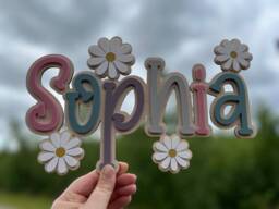 Flower Daisy Name Door Sign - Personalised Wooden Acrylic Nursery Decor