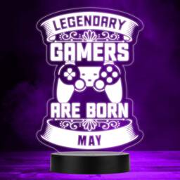 Video Gaming Legendary Gamers Birthday May Personalised Gift Rgb Led Night Light - Bedroom Lamp - thumbnail 1