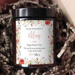 Mothers Day Candle Gift, Gift For Mum, Personalised Candle, Floral Custom First - thumbnail 2