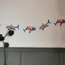 Illustrated Shark Card Garland Coastal Nursery, Child's Bunting, Gift - thumbnail 3