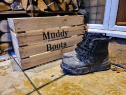 Boots & Shoe Storage - Vintage Apple Crate Wooden Handmade Muddy Boots - thumbnail 1