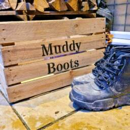 Boots & Shoe Storage - Vintage Apple Crate Wooden Handmade Muddy Boots - thumbnail 2