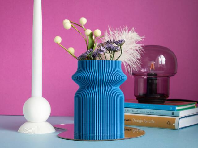 Rib Cinch Vase - 3D Printed Vase, Dried Flower Modern Eclectic Funky 100% Recycled - image 1