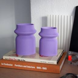 Rib Cinch Vase - 3D Printed Vase, Dried Flower Modern Eclectic Funky 100% Recycled - thumbnail 3