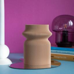 Rib Cinch Vase - 3D Printed Vase, Dried Flower Modern Eclectic Funky 100% Recycled - thumbnail 2