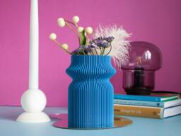 Rib Cinch Vase - 3D Printed Vase, Dried Flower Modern Eclectic Funky 100% Recycled - thumbnail 1