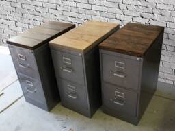 Refinished 2-Drawer Metal Filing Cabinet With Wood Top - Rustic Industrial Office Furniture