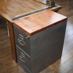 Refinished 2-Drawer Metal Filing Cabinet With Wood Top - Rustic Industrial Office Furniture - thumbnail 3
