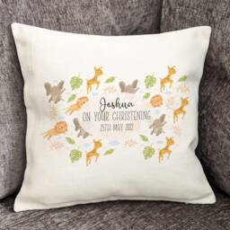 Personalised Jungle Animals Christening Cushion Cover Nursery Decor - thumbnail 2