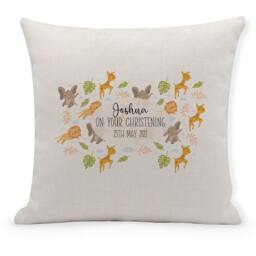 Personalised Jungle Animals Christening Cushion Cover Nursery Decor