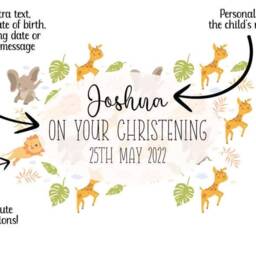 Personalised Jungle Animals Christening Cushion Cover Nursery Decor - thumbnail 3