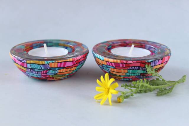 Tealight Candle Holders - Shabbat Candlesticks Made in Israel - image 1