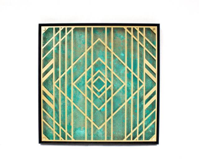 Art, Metal Wall Decor, Modern Custom High End Framed Hanging, Abstract Art - Her Native- Brass with Black Frame - image 1