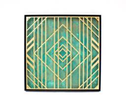 Art, Metal Wall Decor, Modern Custom High End Framed Hanging, Abstract Art - Her Native- Brass with Black Frame - thumbnail 1