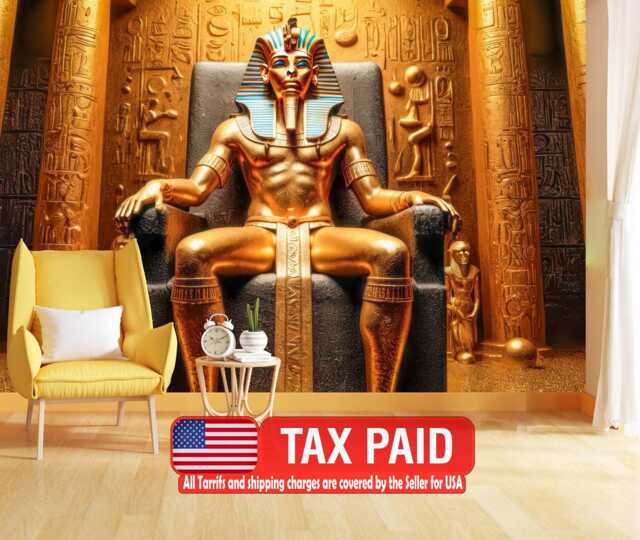 Tutankhamun Golden Throne Wallpaper Mural, Peel & Stick Art Print - image 1