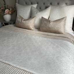 Elegant Ivory Bed Runner Luxury Scarf Throw For Double, King & Super Size Bedding - Bespoke Blake Design - thumbnail 1