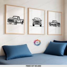 Minimal Pickup Truck Prints - Set Of 3 Posters - Kids Bedroom Decor Transport Wall Art Nursery Room Pick Up Trucks Artwork Print - thumbnail 1