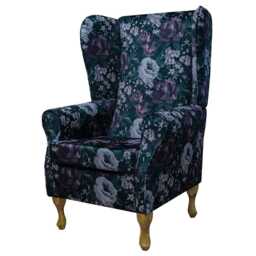 Large Purple Floral High Back Chair - Gothic Upholstered Armchair Handmade in Britain - thumbnail 3