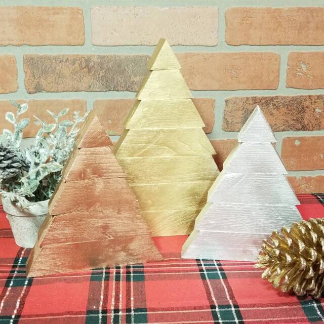 Metallic Reclaimed Wood Christmas Tree - Glam Holiday Decor - image 1