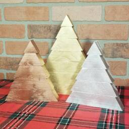 Metallic Reclaimed Wood Christmas Tree - Glam Holiday Decor - thumbnail 3