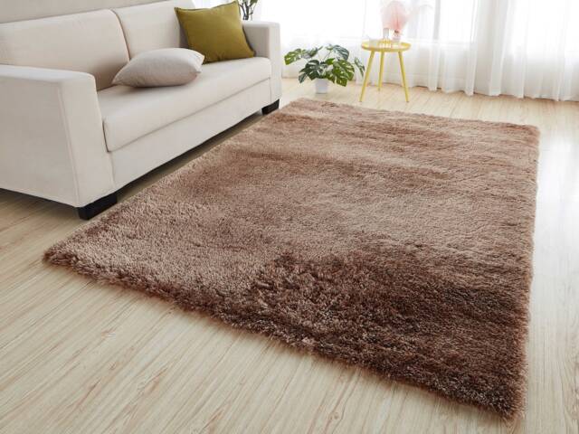 New Mocha Brown Thick Silky Soft Shag Pile Rug Modern Luxurious High Quality Mats - image 1