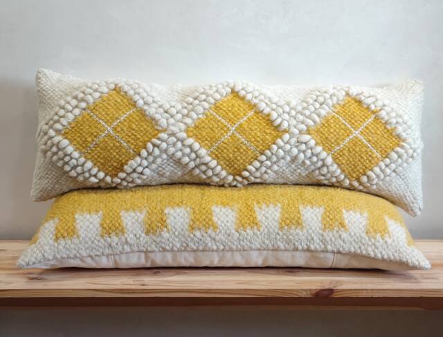 Big Wool Bolster Pillow, Cozy Boho Lumbar Rectangle Pillow For Couch Decor, Rustic Unique Throw New Home Or Valentine's Day Gift - image 1