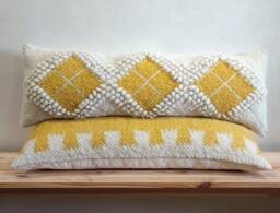 Big Wool Bolster Pillow, Cozy Boho Lumbar Rectangle Pillow For Couch Decor, Rustic Unique Throw New Home Or Valentine's Day Gift - thumbnail 1