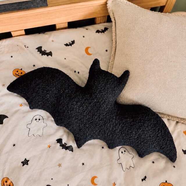 Halloween Bat Pillow, Handmade Cushion, Kids Bedroom Decor, Spooky Autumn Home Gift - image 1