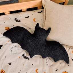 Halloween Bat Pillow, Handmade Cushion, Kids Bedroom Decor, Spooky Autumn Home Gift - thumbnail 1