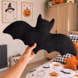 Halloween Bat Pillow, Handmade Cushion, Kids Bedroom Decor, Spooky Autumn Home Gift - thumbnail 3