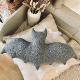 Halloween Bat Pillow, Handmade Cushion, Kids Bedroom Decor, Spooky Autumn Home Gift - thumbnail 2