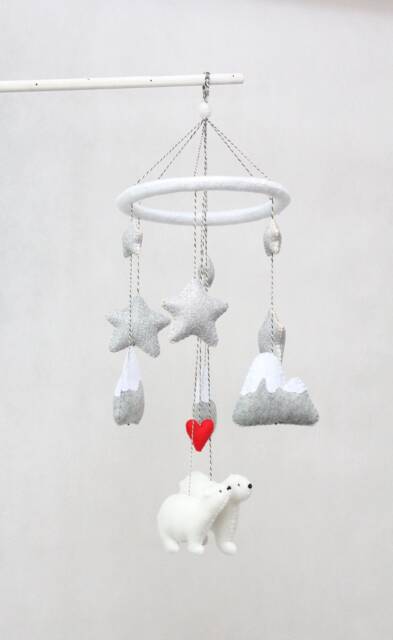Polar Bear Baby Mobile - Scandi Nursery Decor, Shower Gift - image 1