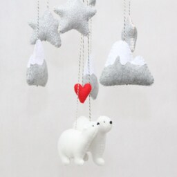 Polar Bear Baby Mobile - Scandi Nursery Decor, Shower Gift - thumbnail 2