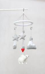 Polar Bear Baby Mobile - Scandi Nursery Decor, Shower Gift - thumbnail 1