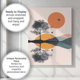 Modern Tree Reflection Sunset Lake Landscape Canvas Wall Art Print Decor Picture Ready To Hang - thumbnail 3