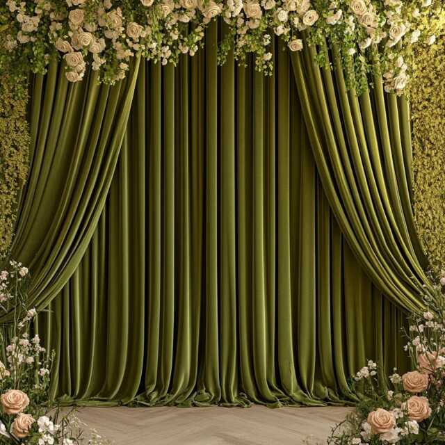 Olive Luxury Mid Century Modern Velvet Curtains Living Room/Forest Sand Custom Blackout Bedroom Sage Extra Long Wide Bohemian Retro Drape - image 1