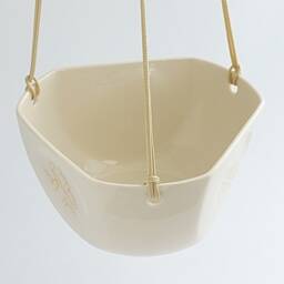Small Ceramic Plant Hanger Off White & Gold, Modern Design Pot, Pot For Cactus Or Succulent Plant, Minimalist Style - thumbnail 2