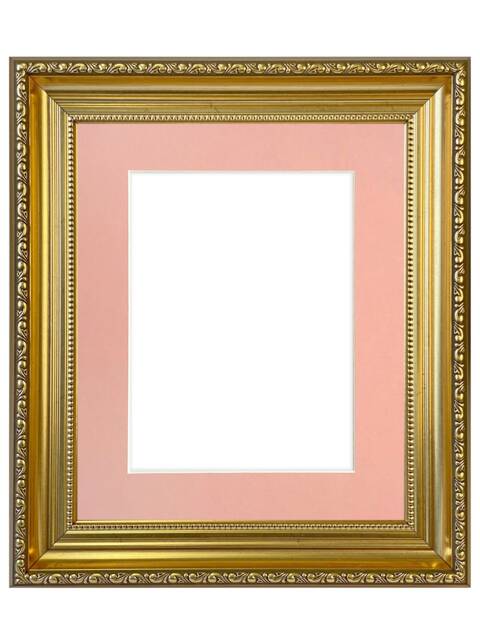 Large Shabby Chic Gold Photo Frame With Pink Mount - image 1