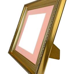 Large Shabby Chic Gold Photo Frame With Pink Mount - thumbnail 2