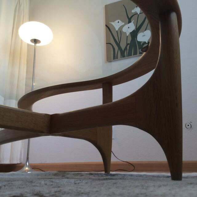 Mid Century Style White Oak & Glass Kidney Shaped Coffee Table - image 1