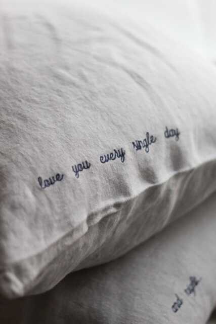 Set Of 2 Personalized Linen Pillowcases, Embroidered With Your Text, Romantic Couple Gift, Anniversary, Wedding, Unique Valentines Day Gift - image 1