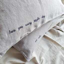 Set Of 2 Personalized Linen Pillowcases, Embroidered With Your Text, Romantic Couple Gift, Anniversary, Wedding, Unique Valentines Day Gift - thumbnail 3