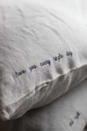 Set Of 2 Personalized Linen Pillowcases, Embroidered With Your Text, Romantic Couple Gift, Anniversary, Wedding, Unique Valentines Day Gift - thumbnail 1