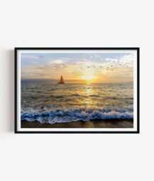 Sunset Sailboat Ocean Print - Beach Photography Wall Art Seaside Decor - thumbnail 1