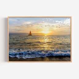 Sunset Sailboat Ocean Print - Beach Photography Wall Art Seaside Decor - thumbnail 2